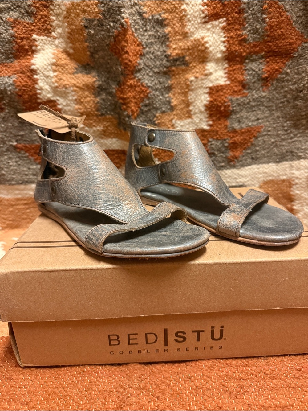 BED|STU Silver Lux Soto Leather Cutout Sandals